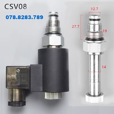 van thuỷ lực điện Van điện từ hai chiều ren hai vị trí CSV08 thường đóng lưu lượng lớn DHF08-220S van tiet luu thuy luc van thuy luc 2 chieu