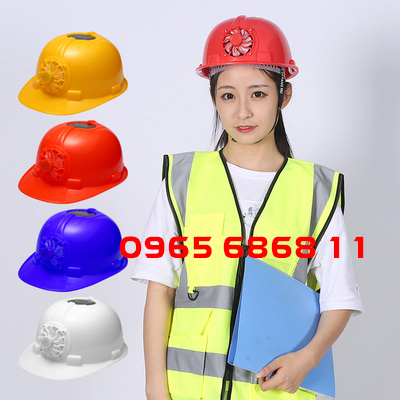 nón bảo hộ xây dựng Mũ bảo hộ kỹ sư quạt năng lượng mặt trời siêu nhẹ siêu cứng nón công trình có quạt điều hòa mũ bảo hộ trắng