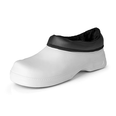 Wako Slide White Chef Shoes Men and Women Work Anti-Skid Waterproof Oil-Tiến bộ cộng với bông mùa đông Giữ ấm