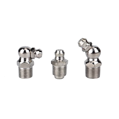 Vòi phun mỡ mạ niken dành riêng cho máy xúc Vòi phun mỡ M10 Anh 1/8 thẳng 45 độ 90 độ lô đặc biệt đầu nối bơm mỡ máy bơm mỡ bò bằng hơi