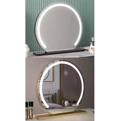 Bàn trang điểm hình bán nguyệt gương trang điểm có đèn led để bàn home gương sạc lưới màu đỏ làm đẹp trang điểm phòng ngủ thông minh
