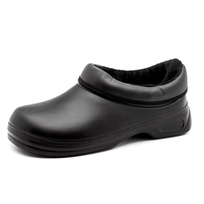 Wako Slide Chef Shoes Winter Plus Giày bông nhung chống trượt không thấm nước, Giày chống dầu chống dầu Giày nam Giày đế xuồng
