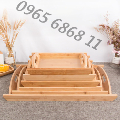 Khay gỗ tr chuyên dụng đựng đồ ăn khay gỗ có quai an toàn khi đựng thực phẩm