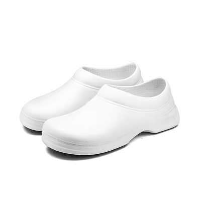 WAKO / Slide White Chef Giày nam chống trượt chống thấm nước Nhà hàng chống dầu Phòng thí nghiệm Phòng thí nghiệm Phòng vận hành Giày công sở