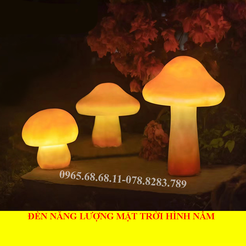 Đèn nấm ngoài trời năng lượng mặt trời dạ quang màu vàng đèn sân vườn cảnh quan trang trí bãi cỏ đèn sân vườn biệt thự đèn mô hình mô phỏng đèn năng lượng mặt trời cắm sân vườn đèn solar sân vườn
