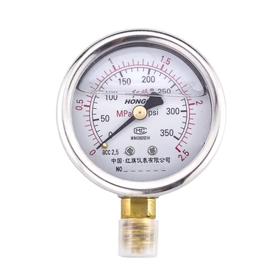 Đồng hồ đo áp suất chống sốc Hongqi YTN-60 0-1MPa Đồng hồ đo áp suất chứa đầy dầu