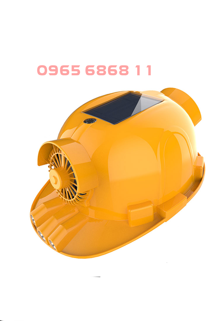 Mũ bảo hộ công nhân xây dựng làm mát thông gió nón bảo hộ có quạt kẹp năng lượng mặt trời mũ bảo hộ trắng