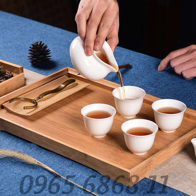 Khay trà gỗ đựng trà bánh thiết kế đơn giản phong cách Bắc Âu khay gỗ tre chống mọt