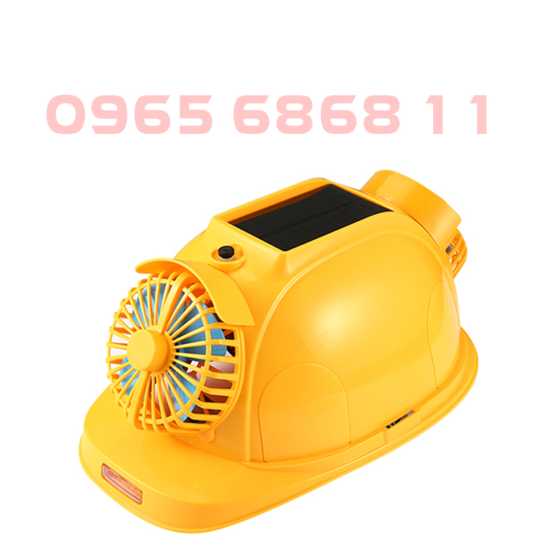 Mũ bảo hộ gắn quạt làm mát kép năng lượng mặt trời điều khiển qua app nón bảo hộ có quạt tích hợp loa bluetooth nón thùy dương