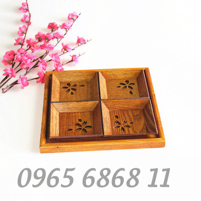 Bộ khay trà gỗ đặc biệt chất liệu gỗ tự nhiên khay gỗ đựng ấm chén 5 mảnh
