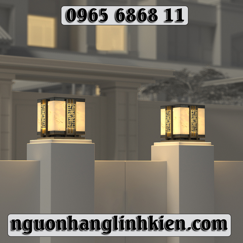 Đèn trụ cổng biệt thự đèn tường năng lượng mặt trời ngoài trời cao cấp đèn trụ cổng sân vườn Trung Hoa trụ đèn bãi cỏ đèn đèn trụ cổng tròn năng lượng mặt trời đèn trụ cổng năng lượng mặt trời