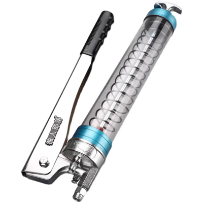 Thương hiệu cao cấp súng mỡ bánh răng đôi áp suất cao mẫu trong suốt 900CC công suất lớn tiết kiệm nhân công mẫu ống thép sản lượng dầu lớn đầu kẹp bơm mỡ vòi bơm mỡ