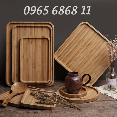 Khay chữ nhật đựng đồ ăn nước uống khay gỗ chữ nhật an toàn cho sức khỏe khay gỗ pallet