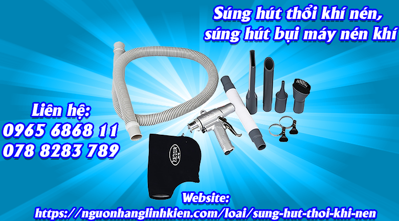 Súng hút thổi khí nén chuyên dụng dọn dẹp nhà xưởng, nhà máy, gara ô tô, súng xịt máy nén khí siêu bền