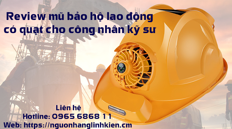 Review mũ bảo hộ có quạt giải nhiệt làm mát cho công nhân kỹ sư công trường - Mũ điều hòa quạt kép đa năng