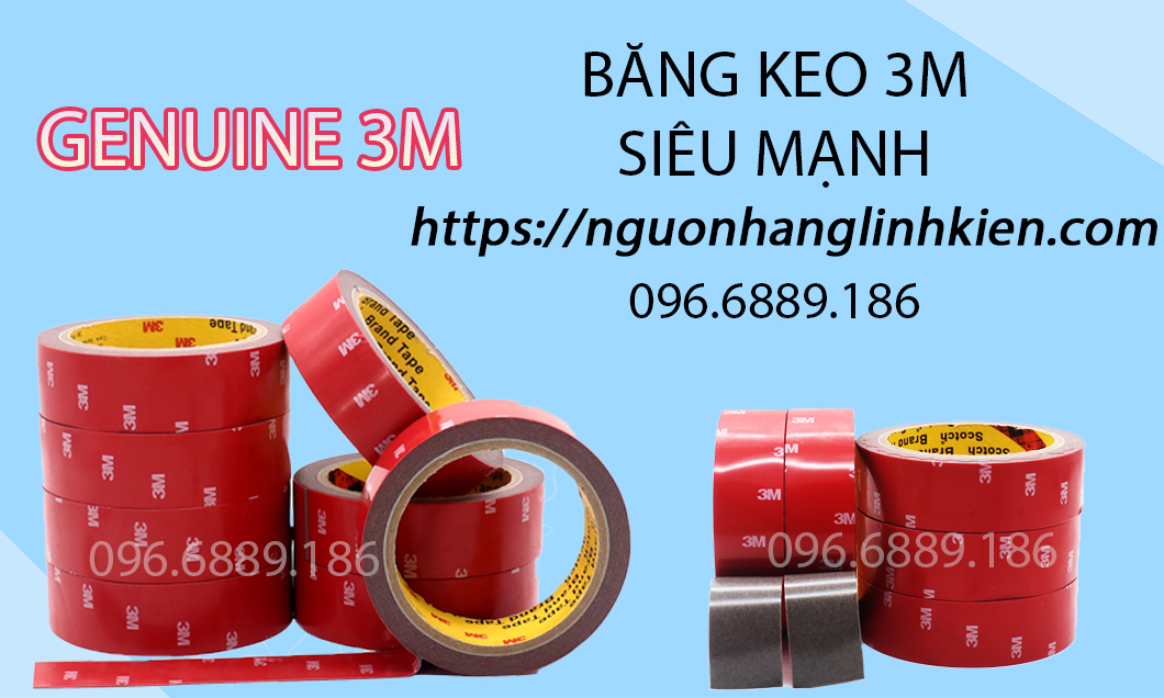 Băng keo Genuine 3M, băng keo hai mặt siêu mạnh với khả năng chống thấm nước